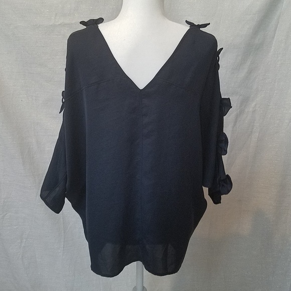 RACHEL ROY Navy Blue V-Neck Blouse - Picture 5 of 8